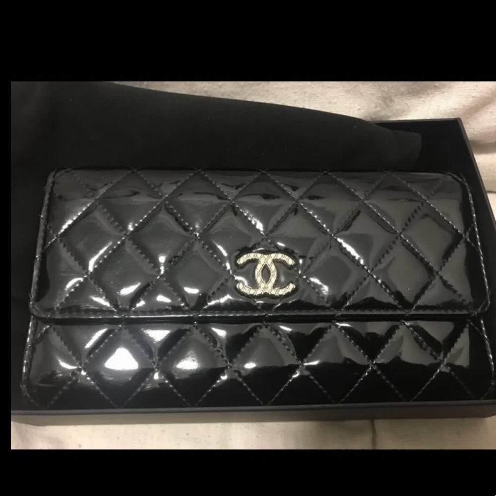 Authentic Chanel Patent Wallet & Clutch